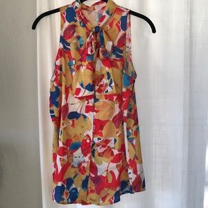 American apparel satin top colorful with bow